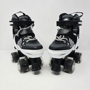 Sulifeel Kids Adjustable Roller Skates Black White Light Up Wheels Size S 28-31